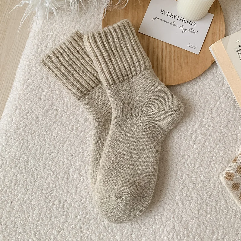 SP & CITY-Chaussettes en laine épaissie pour femme, respirantes, confortables, peluche, tube bas, chaussettes de neige coréennes, simples, chaudes,