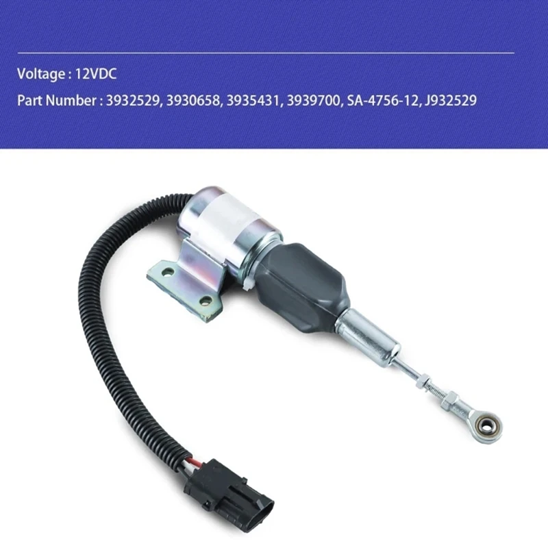 Shut Off Solenoid Compatible For Cummins 4BT 5.9L 6BT 5.9L R130 R170 3932529 Engine Reliable Shutdown Control