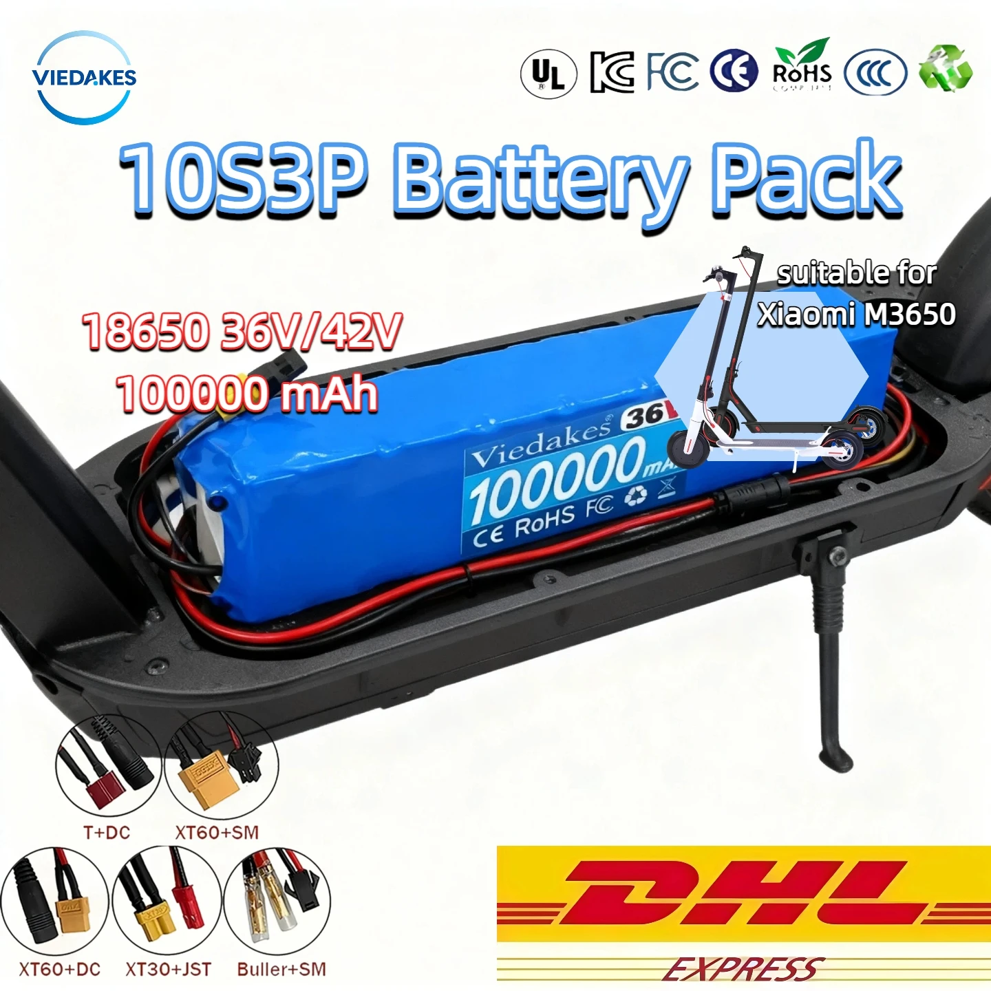 

100% Genuine Viedakes 10S3P 36V battery pack 18650 lithium battery suitable for Xiaomi M365 electric scooter battery+42V charger