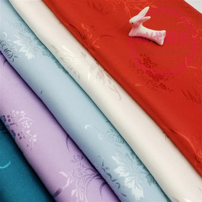 Pure Silk Jacquard Fabric for Clothing Cheongsam Dresses Diy Sewingplum Blossoms, Orchid, Bamboo Chrysanthemum Pattern Cloth