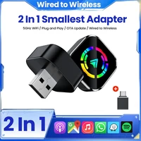 Adaptador CarPlay inalámbrico 2 en 1 y adaptador inalámbrico Android Auto Plug & Play WiFi conexión Bluetooth para coches Carplay con cable
