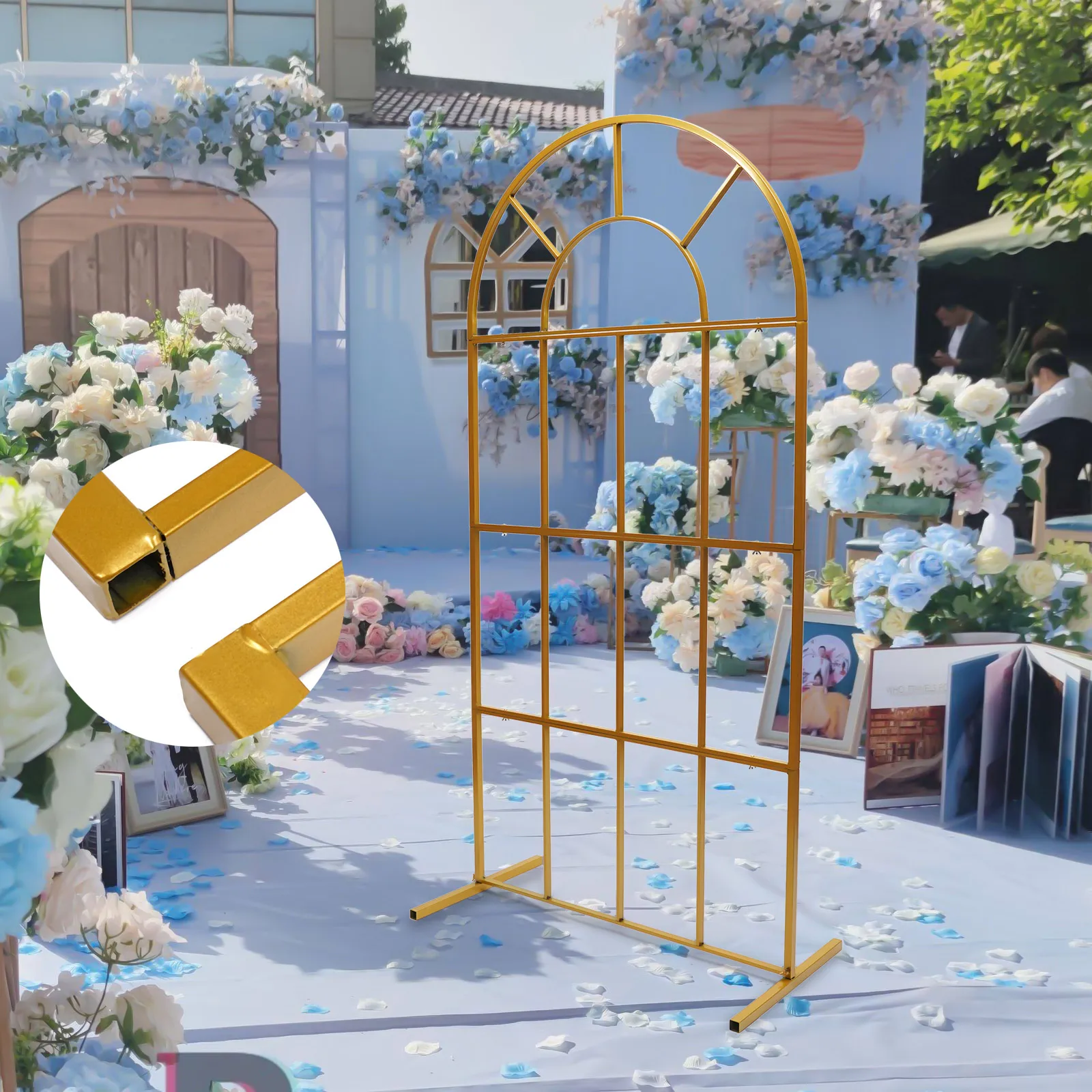 

W3.3xH6.5FT Gold Metal Wedding Arch for Ceremony Iron Arch Backdrop Stand Balloon Arch Stand for Garden Climbing Plants Party