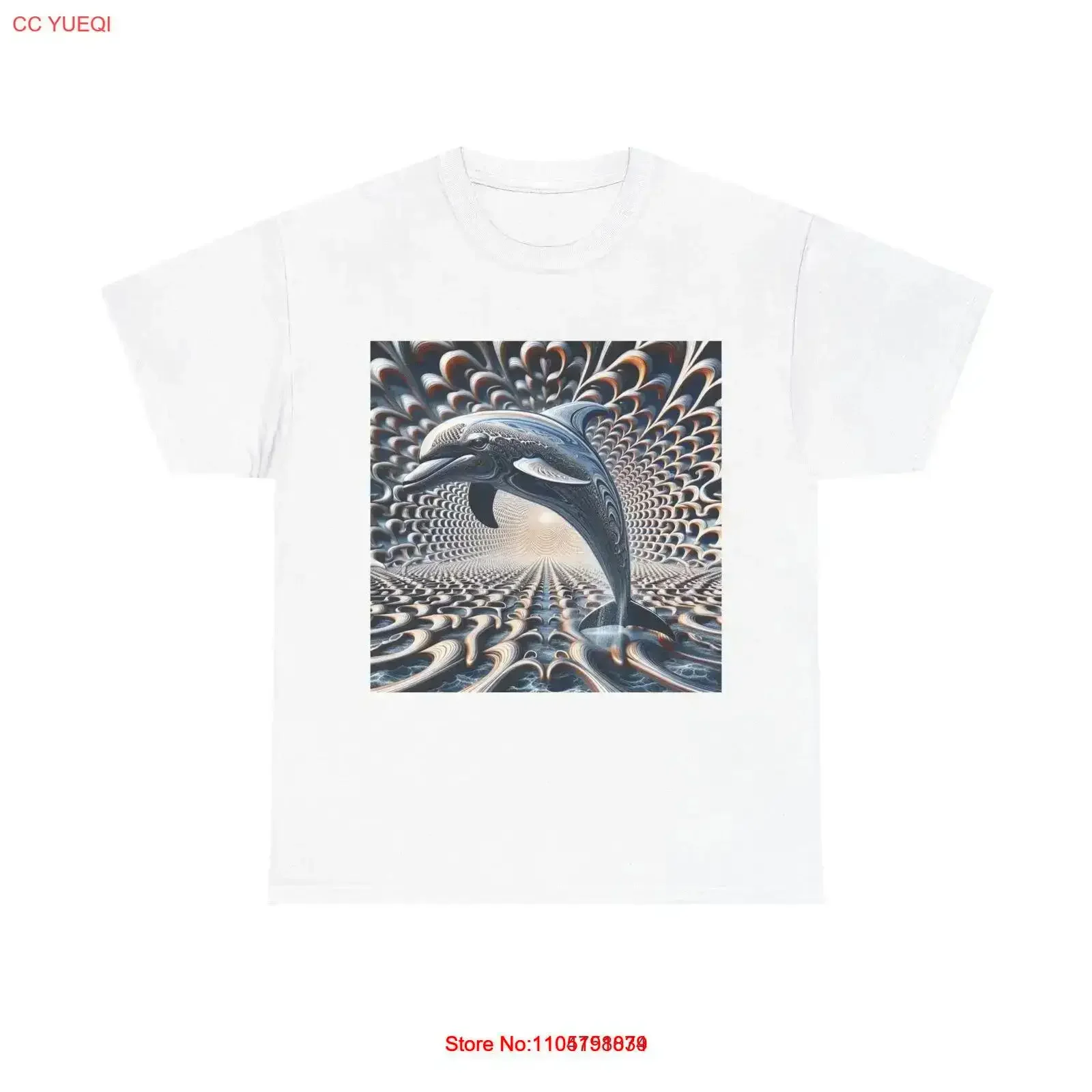 

Футболка для взрослых с расплавленным зеркалом Дельфин Парадокс винтажная стираная мягкая слегка универсальная уличная одежда стильная дизайнерская одежда винтажная