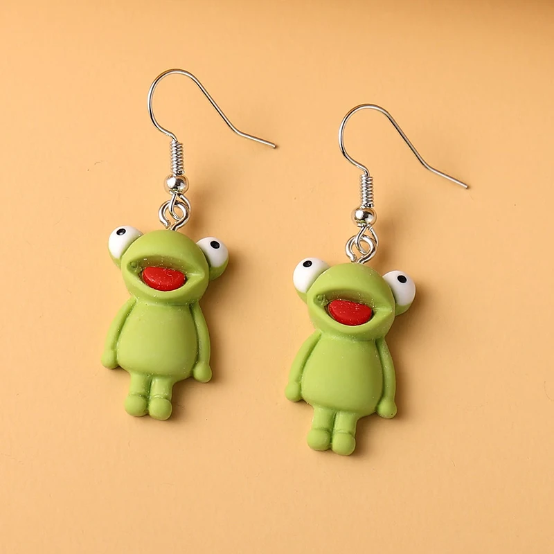 Cute Simple Funny Small Drop Earrings For Women Girls Children Animal Duck Frog Mushroom Cloud Shape Resin Dangle Jewelry Gift - view 5