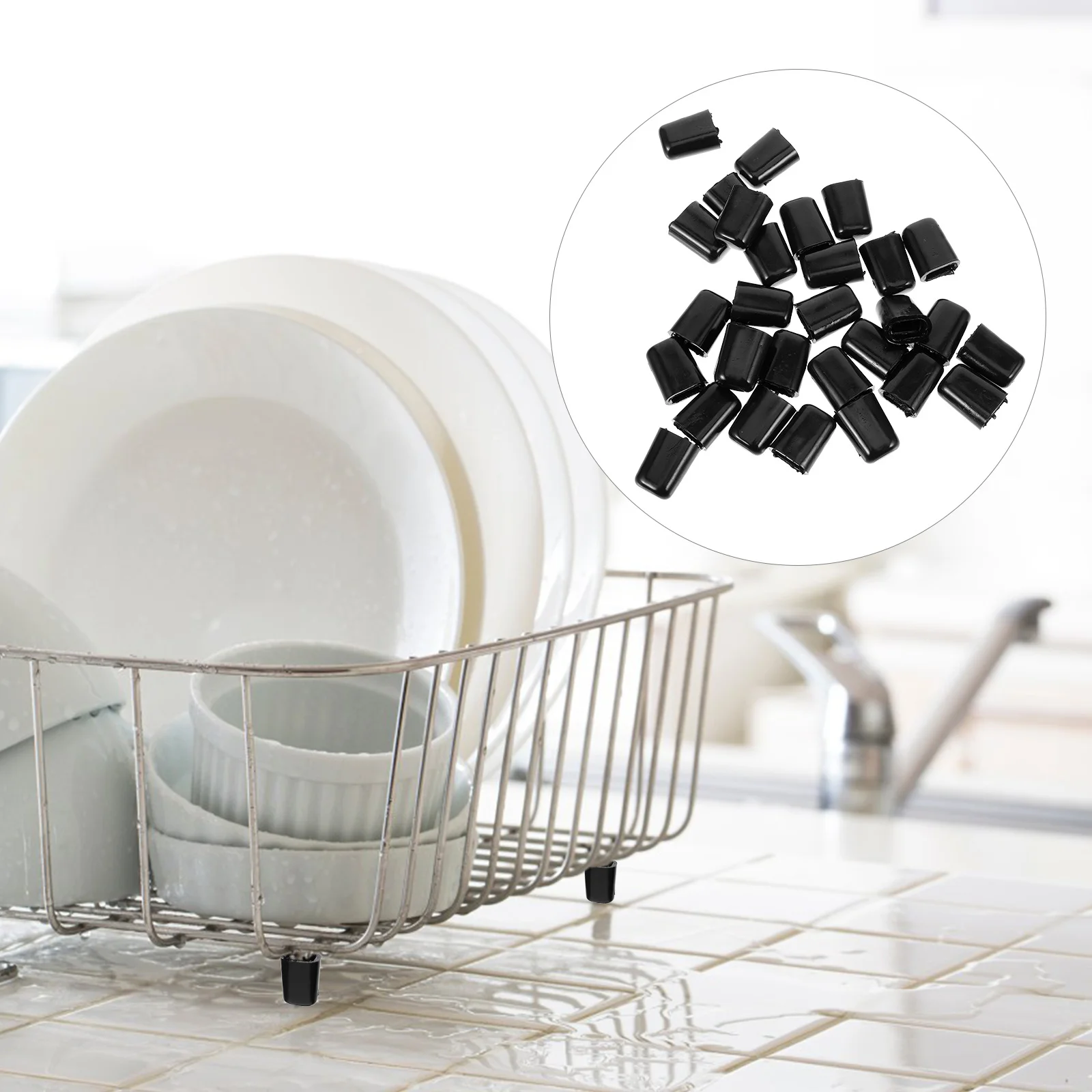 30 Stuks Gootsteen Rek Voet Pads Zwart PVC Materiaal Antislip Stabiele Aanrecht Rek Vervanging Voeten voor Krasbescherming geluid