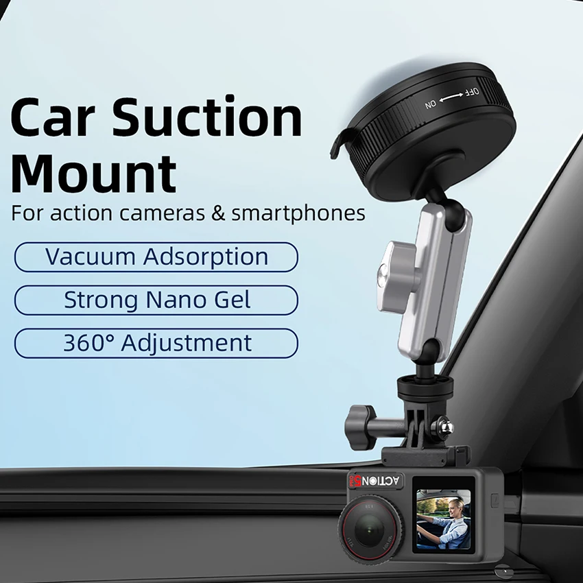 For DJI Pocket 3/Action 5 Pro Vehicle Suction Cup Mount Adjustable Vehicle Mount Action Camera Accessories