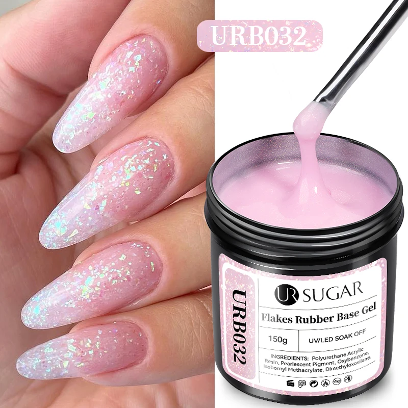 UR SUGAR 150g Glitter Rubber Base Gel Nail Polish Aurora Glitter Rubber Varnish Soak Off Semi permanent UV LED Gel Manicure Art