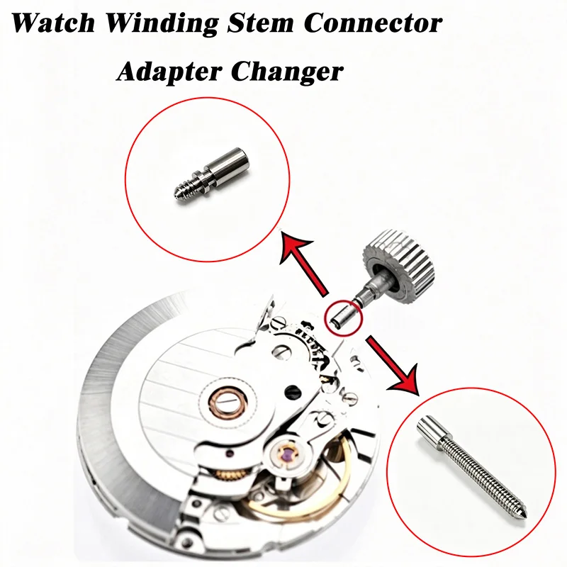 5/10/20 PCS Watch Winding Stem Connector Adapter Changer Stainless Steel Fits 8215 8205 4R36 NH35 Movement Stem Extenders