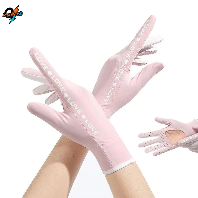 

MuqiNush 1 PC Sun UV Resistant Summer Driving Gloves With Full Finger Touch Screen Anti Slip Outdoor For Women And Girls