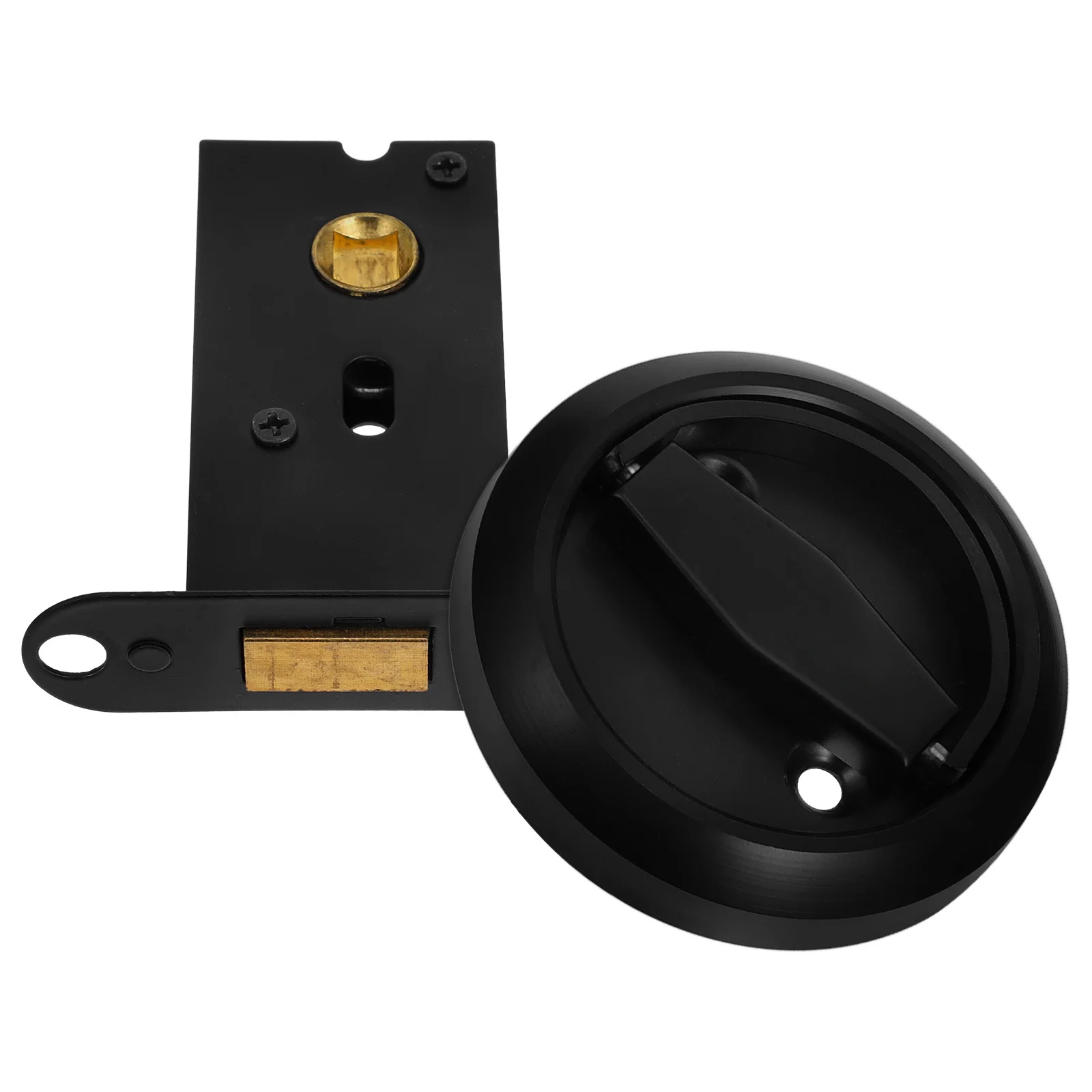 

Black Stainless Steel Round Pocket Door Lock Recessed Privacy Lock Matte Black Sliding Door Latch Concealed Pull Handle Bathroom
