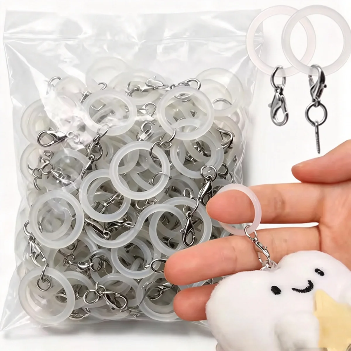 Transparent O-Shaped Silicone Keyring Flexible Rubber O Rings Keychain Connectors DIY Jewelry Bag Charm Making Small Accessory