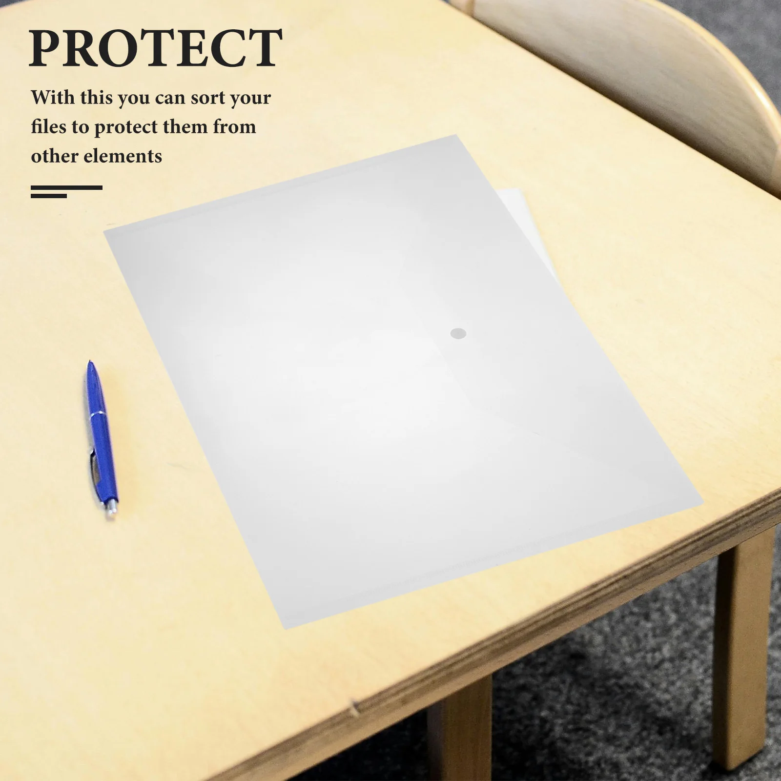 

10Pcs Plastic Document Bags Transparent File Folder with Button Design Waterproof File Organizer for Office School Home Filing