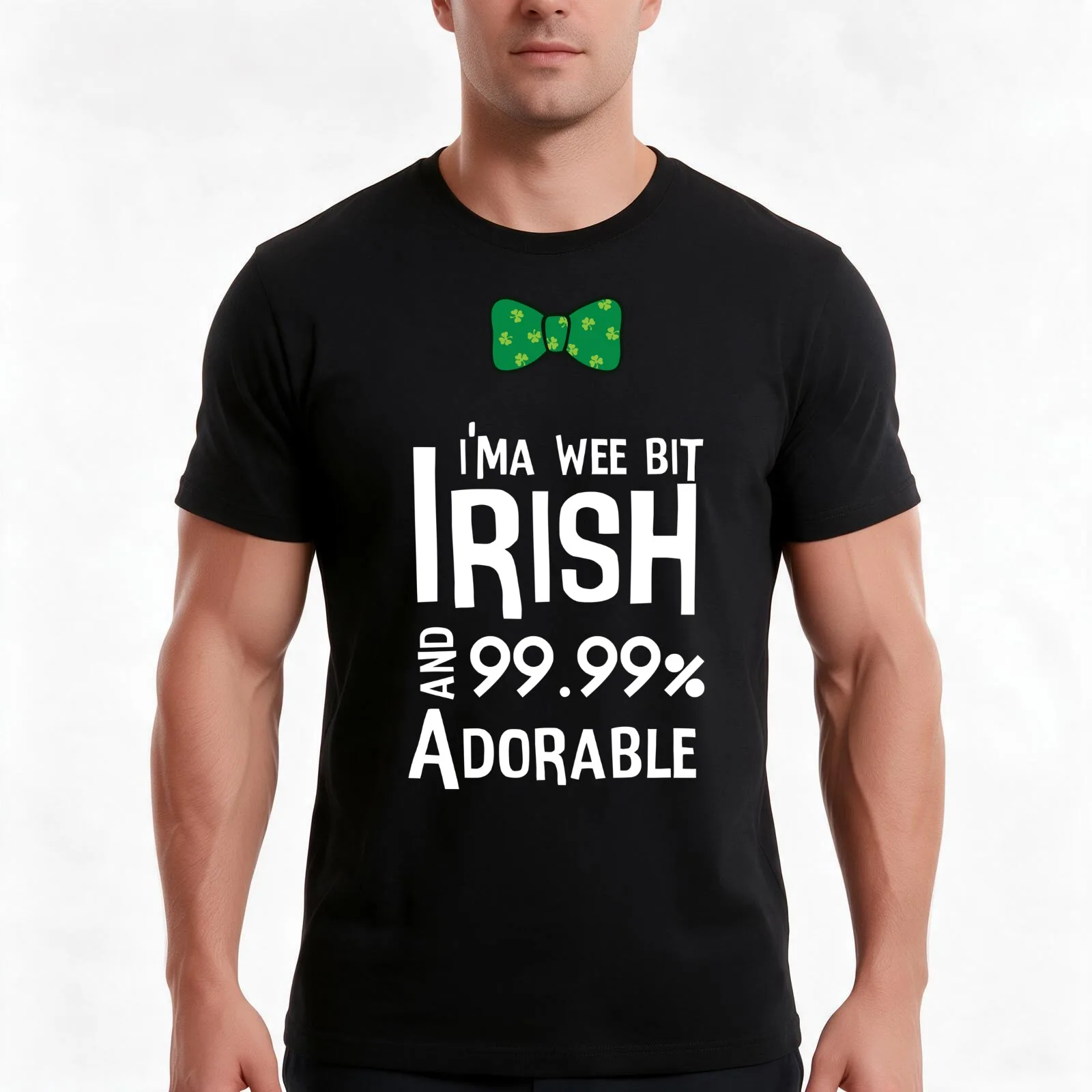 Cute A Wee Bit Irish and 99% Adorable St Patricks Day Shirt T-Shirt, Summer Casual Cotton Tee, Oversized Streetwear Tops