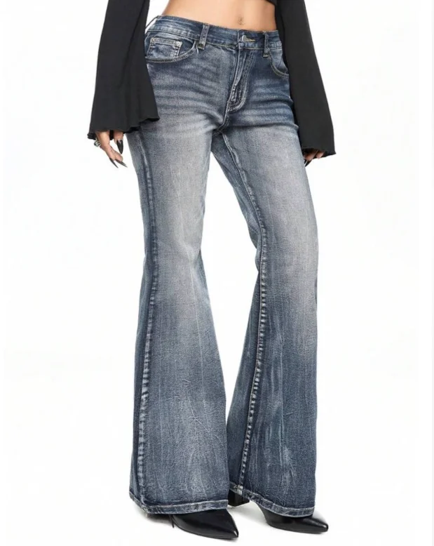 Embroidered Wings Cross Slim Fit Denim Jeans Women's Fashion Y2K Cotton Machine Embroidery Medium Stretch Jeans w79