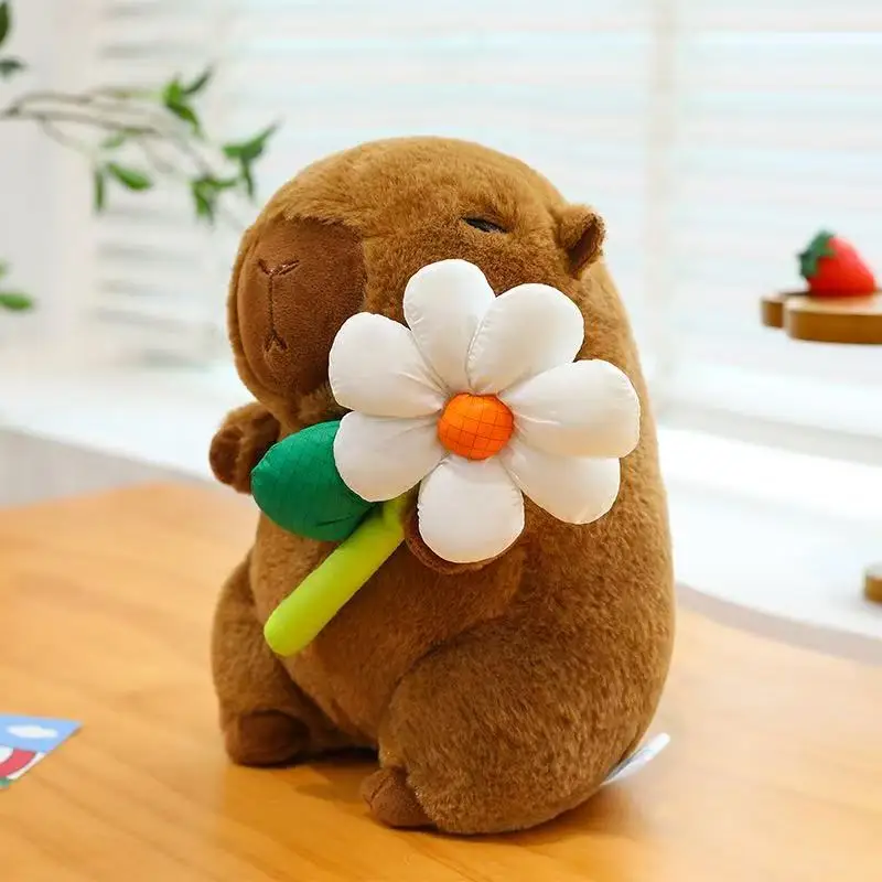25cm Capybara Plush Simulation Capibara Anime Fluffty Toy Plant Stuffed Doll Holidays Props Decorative Throw Pillow for Kids