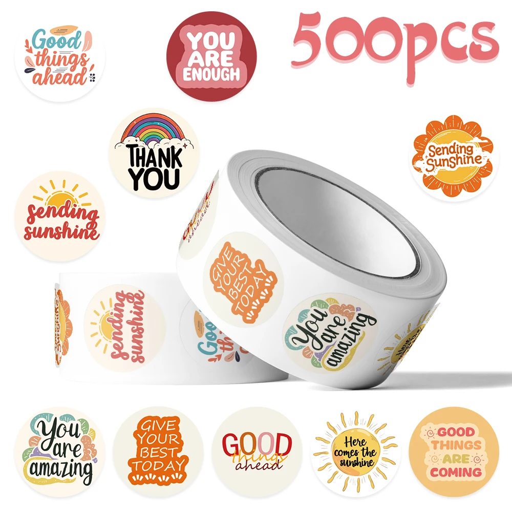 

500 шт., наклейки в рулонах с надписями солнца, наклейки для телефона, ноутбука, ноутбука, скейтборда, письмо, сделай сам, граффити, эстетические наклейки