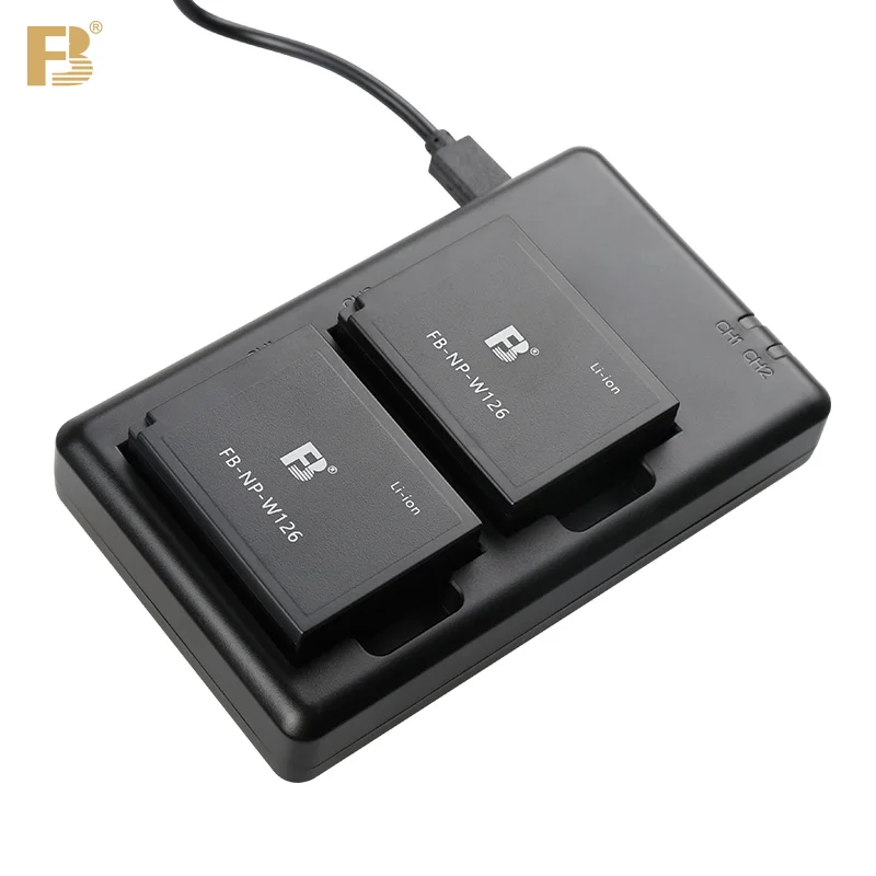 FB NP W126 W126S Dual Slot USB Battery Charger for Fujifilm Camera XS10 XT30 II XA7 XA5 XA3 XT200 X100V X100F XE4 XE3 X-PRo1