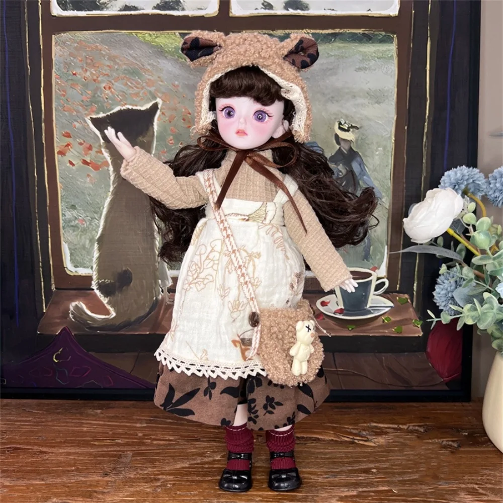 1 Set Cute 1/6 SD 30cm with Clothes Long Hair Attractive Eyes Dress Up with Wig Make Up Anime Makeup Ball Joint Children