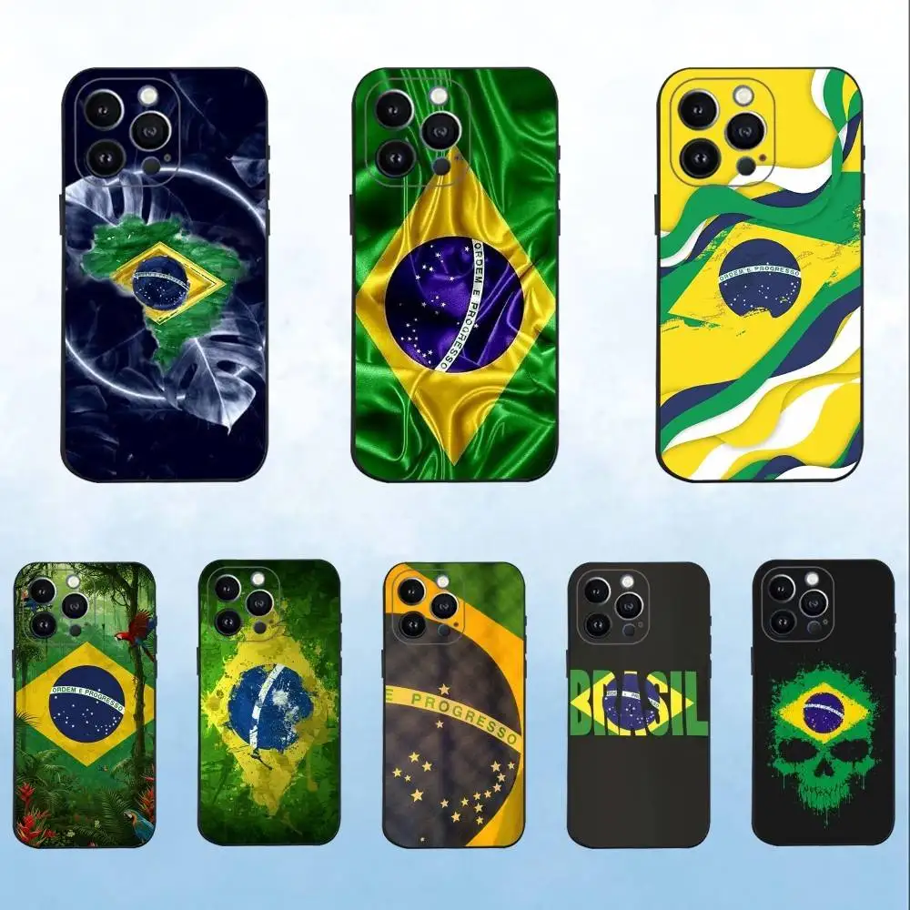 

Brazil Brazilian Flag Phone Case For iPhone 16,15,14,13,12,11 Plus,Pro Max,XS,X,XR,SE,Mini,8,7,Soft Silicone Black Cover