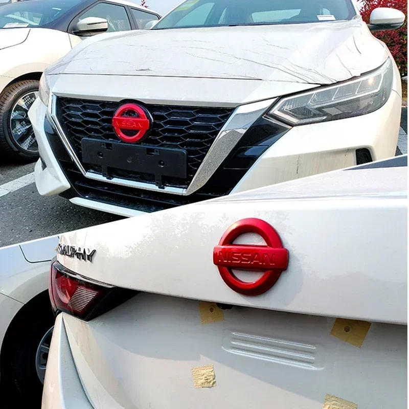 Car Emblem Sticker for Nissan 2020 Sylphy 2012-2019 Logo ABS Steering Wheel Front Grille Badge Rear Tailgate Decal Accessories