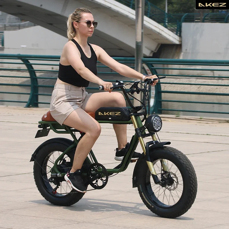 

AKEZ Retro 20" 48V 750W Fat Tire Electric Bike, 13Ah Battery, Powerful Snow/Mountain Off-Road E-Bike | US Stock
