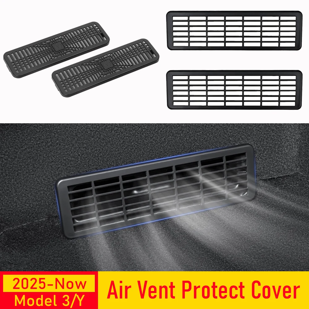 For Tesla Model 3 Y Juniper 2025 2026 Under Seat Rear Air Vent Protect Cover Anti-block Backseat Outlet Grille Mesh Accessories