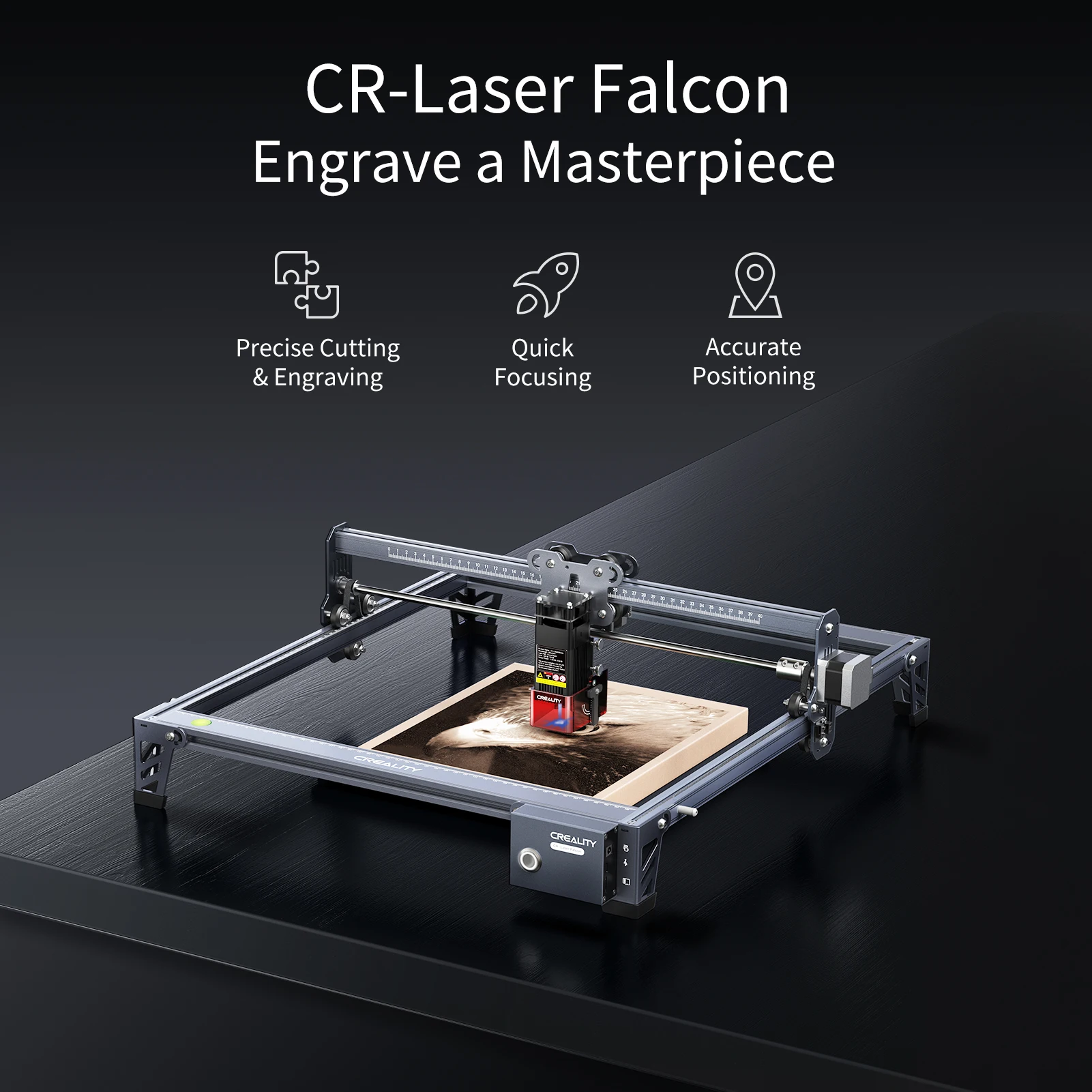 

Лазерный гравер Creality CR-Laser Falcon 5/10 Вт с компрессионным пятном, быстрой фокусировкой, анодированной алюминиевой конструкцией, встроенный