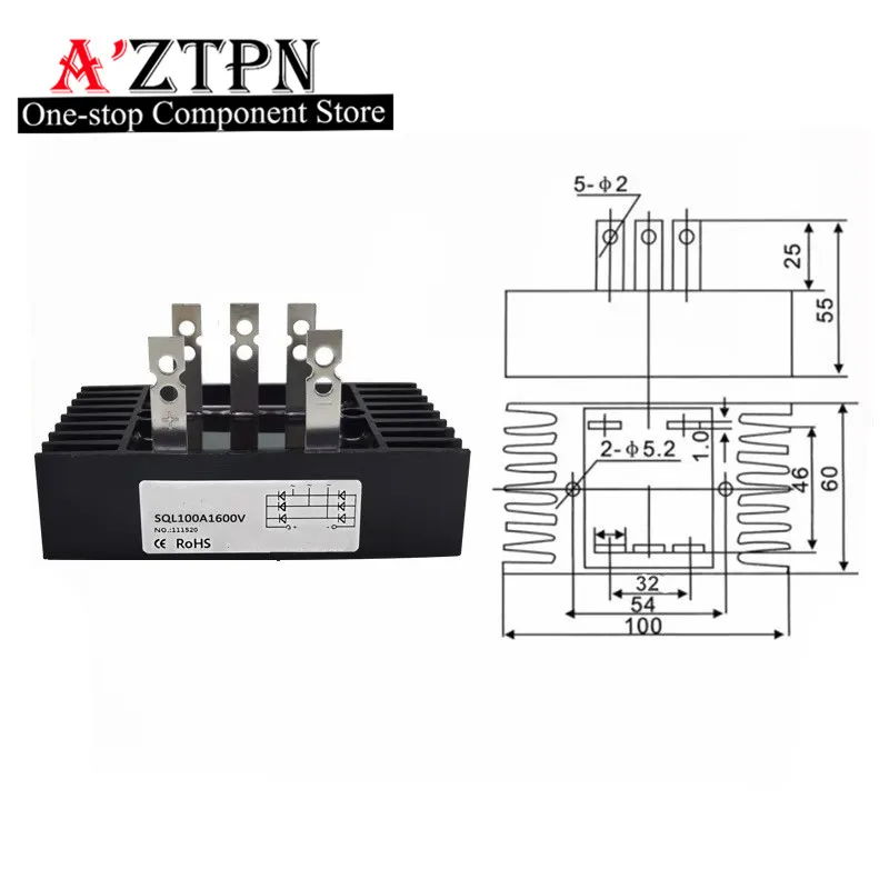 Single-phase bridge module QL100A 1600V  Three-phase bridge rectifier SQL100A 40A 60A 80A 100A 150A 1000V 1600V