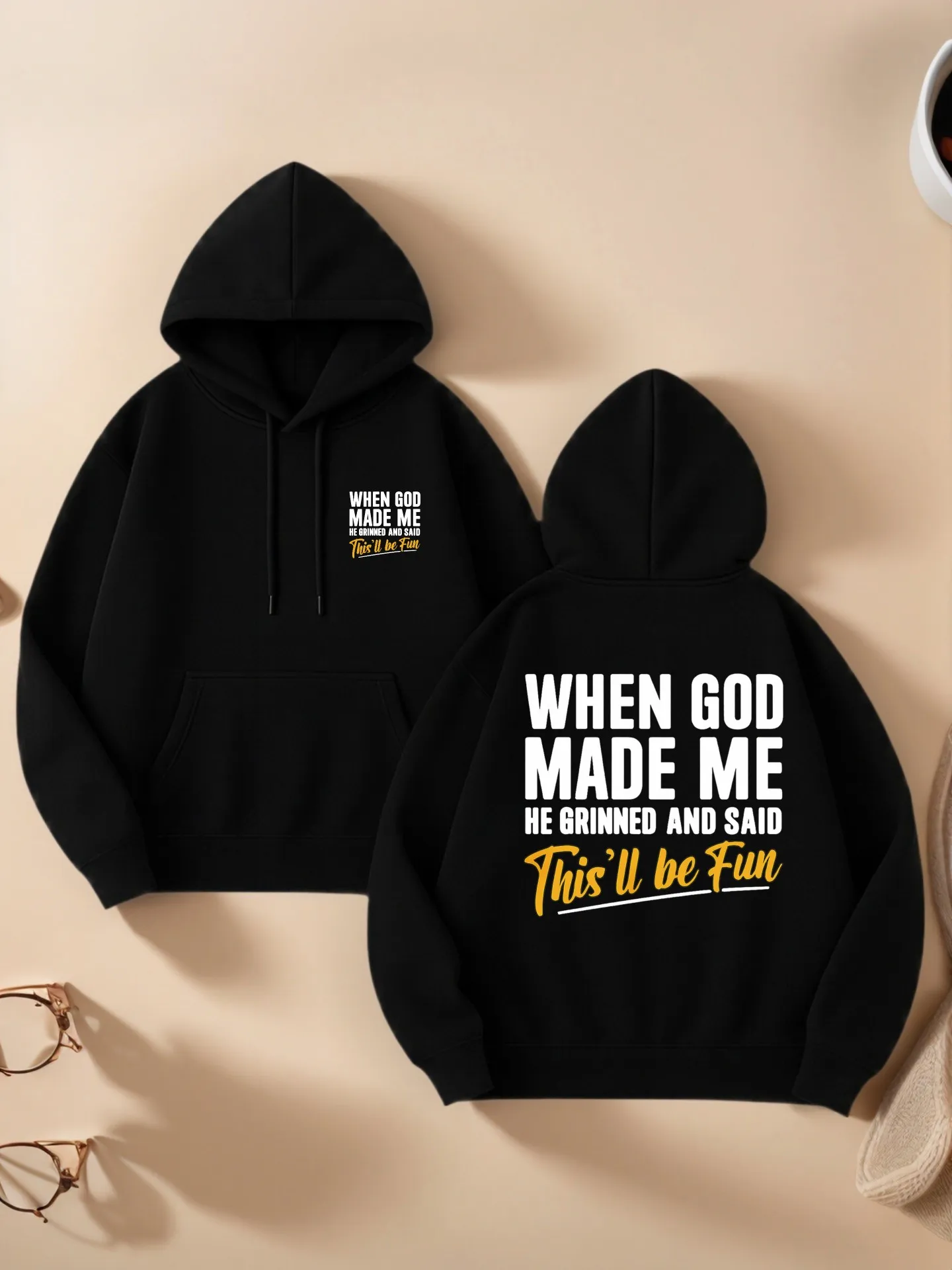 Sudadera con capucha esencial para mujer, estampado de letras, estética informal, tela suave, uso diario informal, para adolescentes