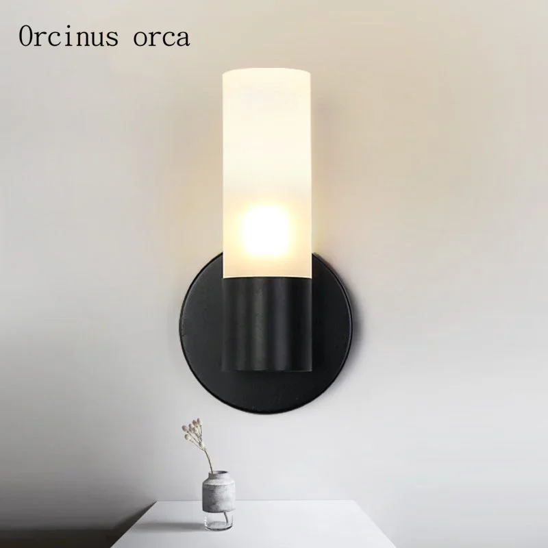 

Nordic modern minimalist iron art wall lamp living room hallway bedroom bedside lamp industrial wind retro LED wall lamp