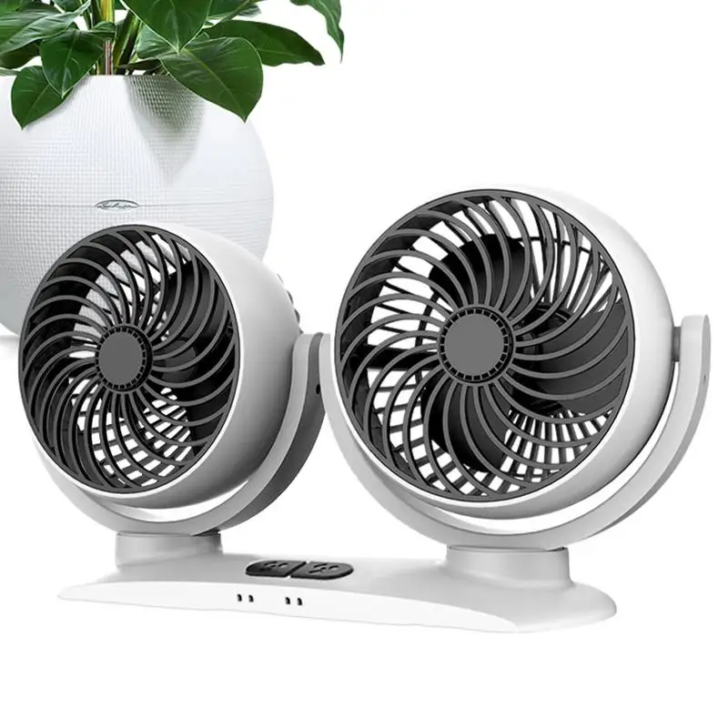 

Dual Head Car Fan Portable Vehicle Fan Dual Head Fan Vehicle Fan Electric Fan Car Dashboard Fan 360 Rotation Fan For SUV RV