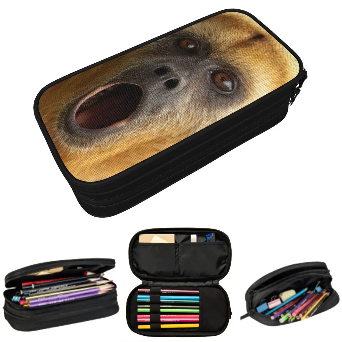 Gorilla Face Print Pencil Case for Boys Girls Gifts Pen Box Pencil Bag Stationery Supplies Pen Holder Bag