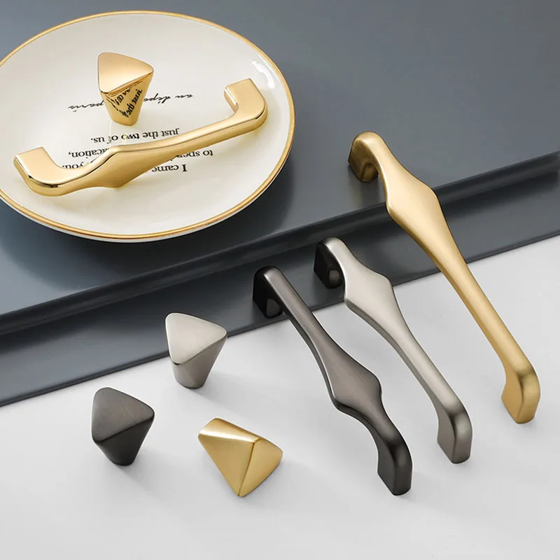 Light Gold Silver Zinc Cabinet Handles Wardrobe Bar Handle Drawer Knobs Morden Furniture Door Pulls