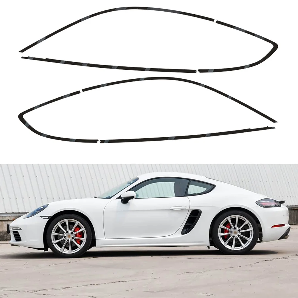 

Для Porsche 718 Cayman 2016-2025: Декоративные глянцевые черные наклейки-полоски из ПВХ для окон автомобиля, аксессуары для защиты экстерьера автомобиля