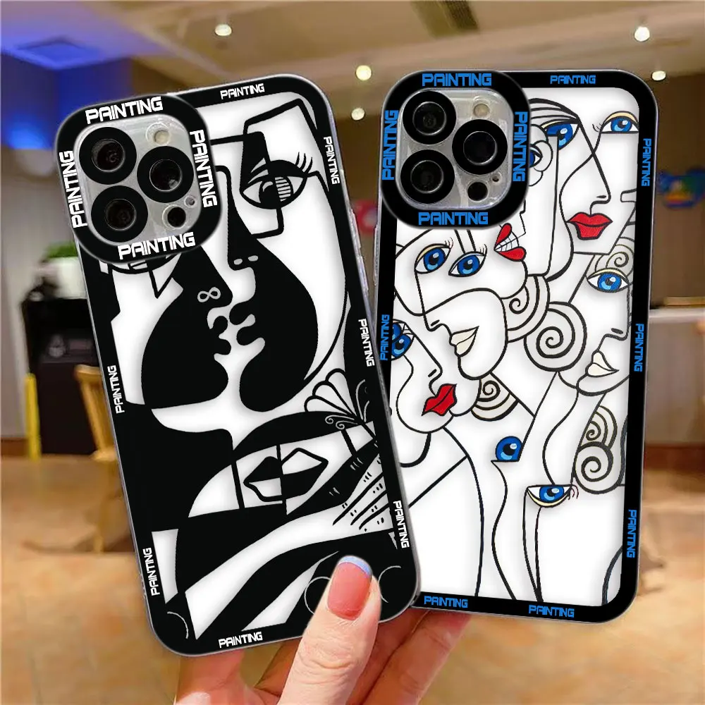 Picasso Abstract Art Painting Clear Phone Case For OPPO A98 A96 A95 A94 A78 A74 A73 A58 A57 A55 A54 A31 A17 A16 A15 A9 A5 Case