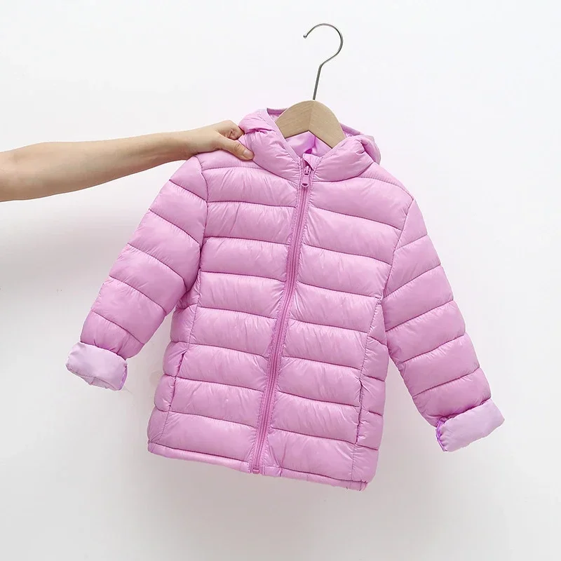 Children Winter Jacket Ultra Light Down Cotton Baby Girls Coat Kids Hooded Outerwear Boys Snowsuit Solid Clothing 3-14Y XMP244