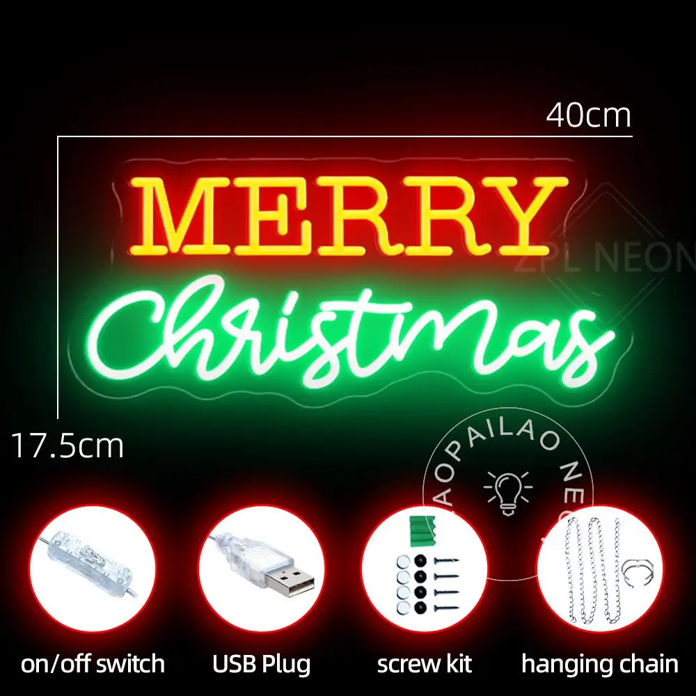 Christmas Led Neon Sign Lights Merry Christmas Decoration House Room Decor Wall Hanging Neon Light Led Signs Shop Bar Cafe Decor