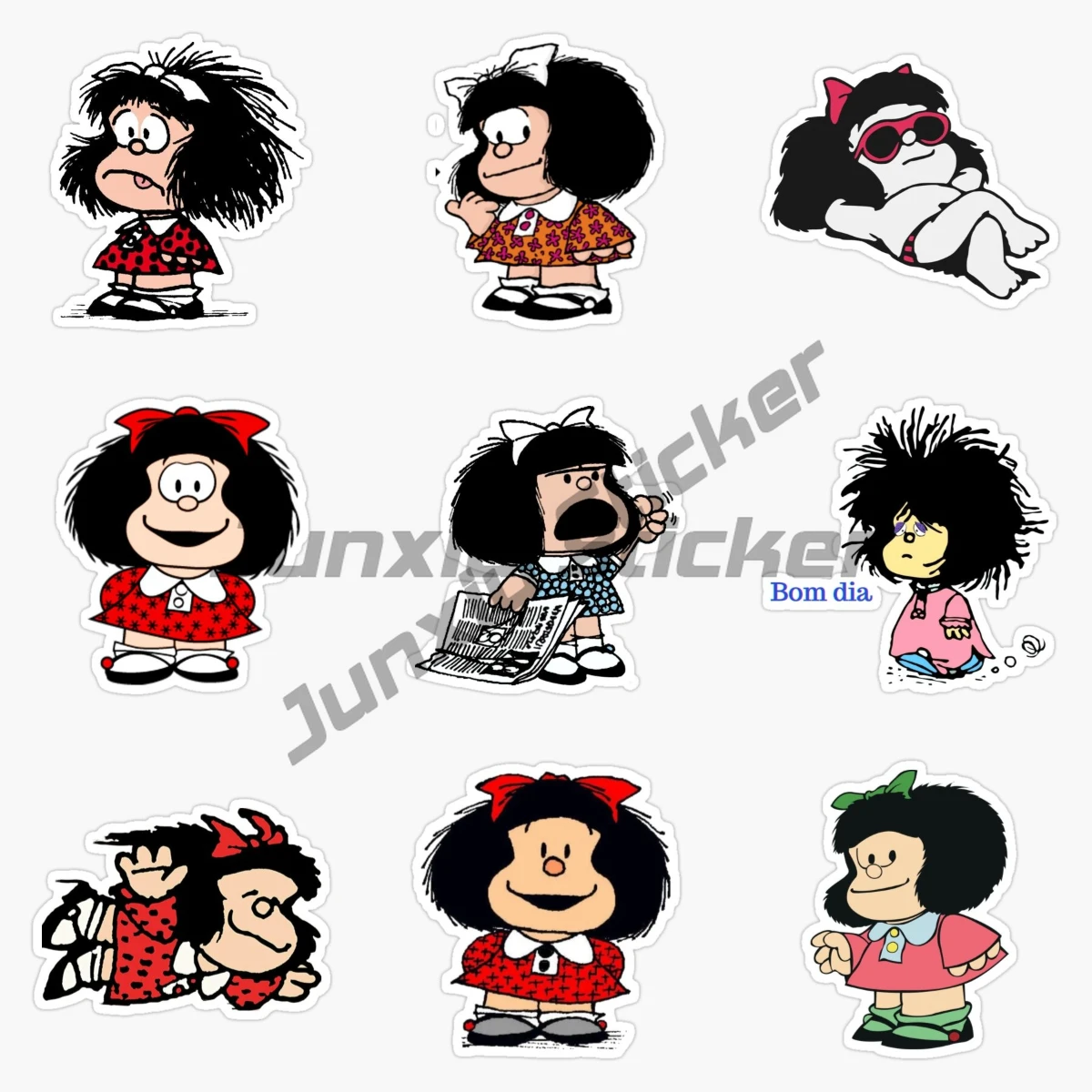 

Mafalda Quino Anime Cartoon Sticker Laptop Motorcycle Truck Car Camper Bicycle Waterproof PVC Decal Assecories Customized Size