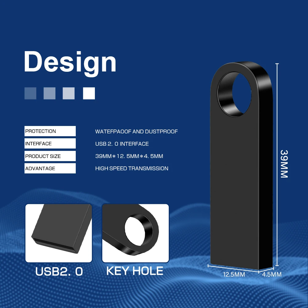 โลหะ USB แฟลชไดรฟ์ Pendrive 8GB 16GB 32GB 64GB หน่วยความจําความเร็วสูง U Disk 128GB กันน้ําแหวนของขวัญโลหะ Stick KEY