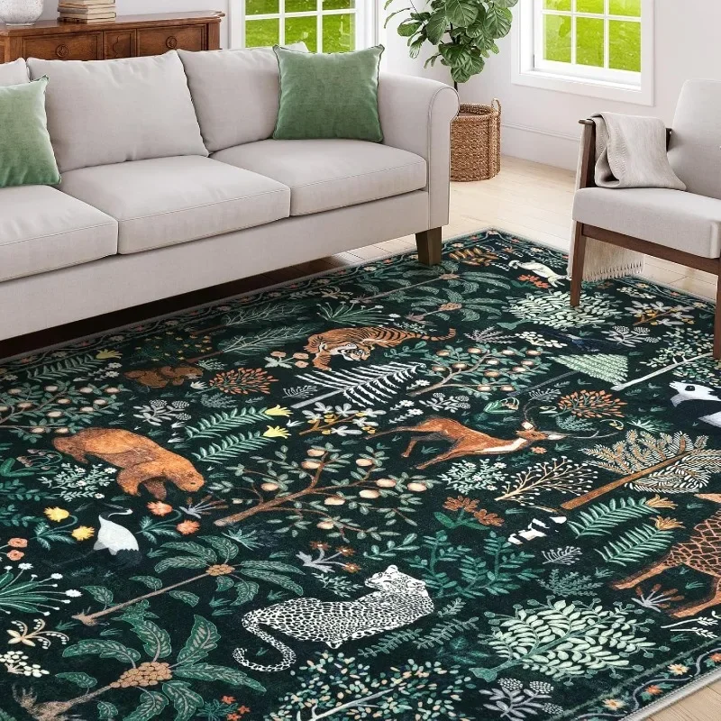 Living Room Carpet Abstract Jungle Animal Sofa Coffee Table Mat Large Area Machine Washable Bedroom Study Plush Rug Ковер Tapis