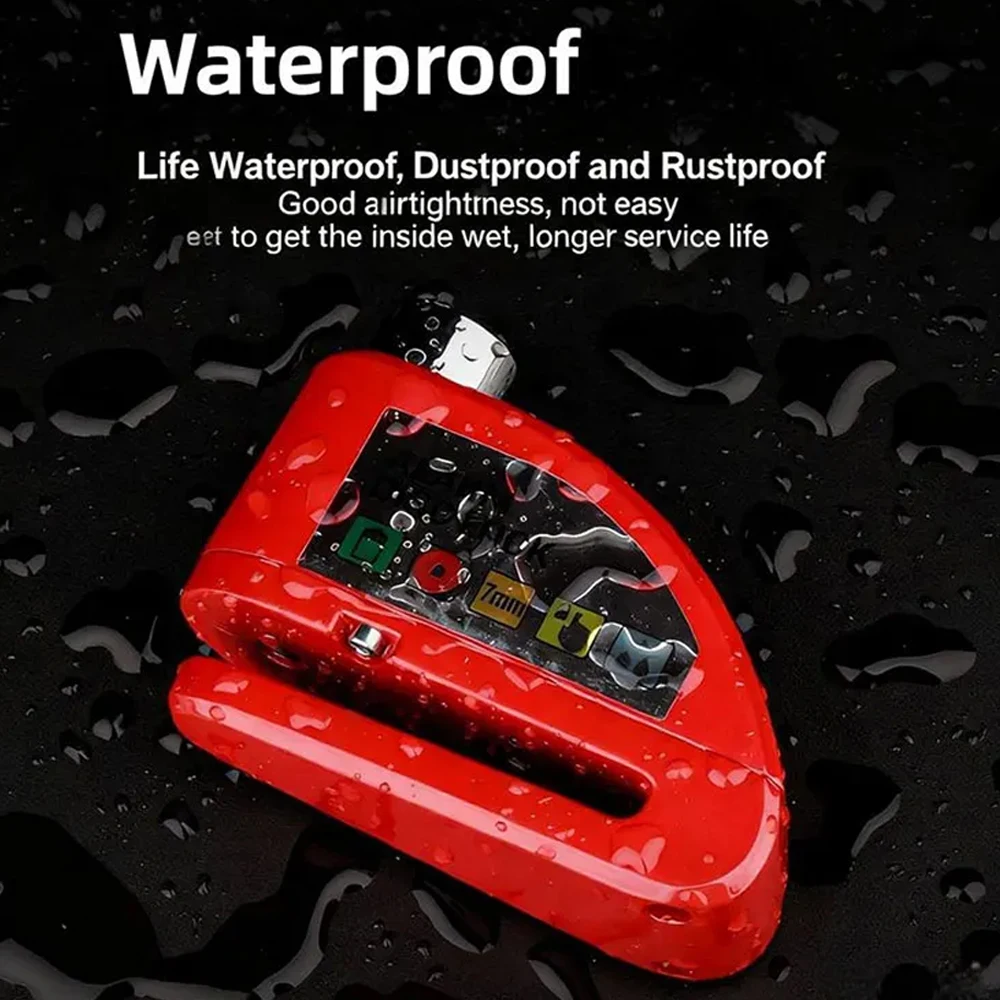Bicycle Motorcycle Alarm Lock Wheel Disc Brake Lock Motorbike Scooter Waterproof Anti-theft Aluminum Alloy Security Brakelock - view 5
