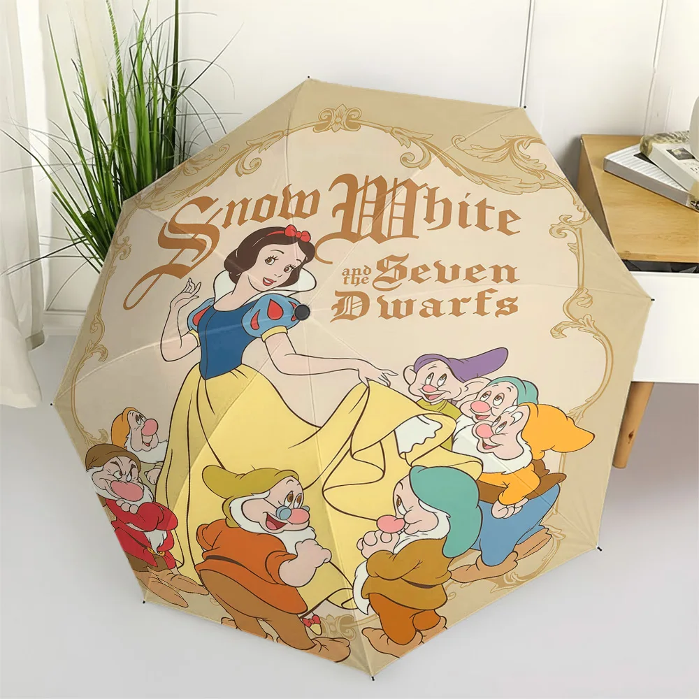 

Автоматический складной зонт с винтажным принтом «Белоснежка и семь гномов» от Disney, ветрозащитный и водонепроницаемый дорожный зонт для детей A