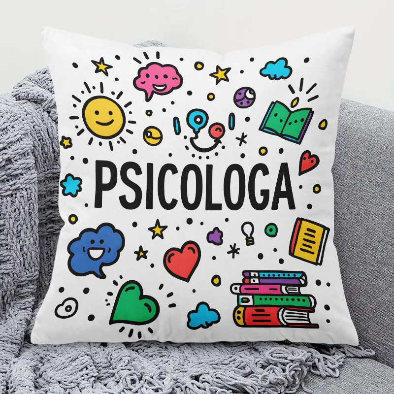 1pc Psychology Themed Throw Pillow Cover,Suitable for Sofa, Bedroom, Living Room, Study Room,Heartwarming Gift for Psychologists