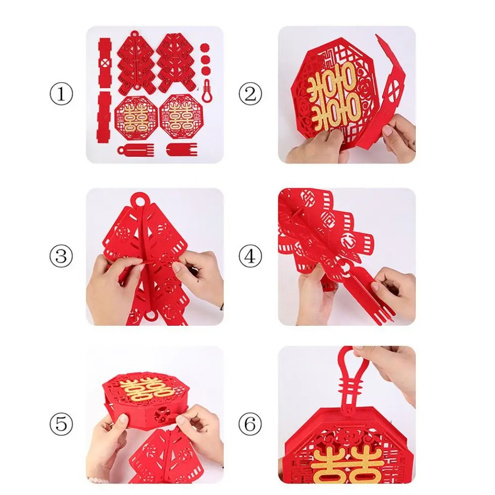 Non-woven Fabric Chinese New Year Decoration Good Luck Happiness Chinese Elements Firecracker Hanging Decoration Red