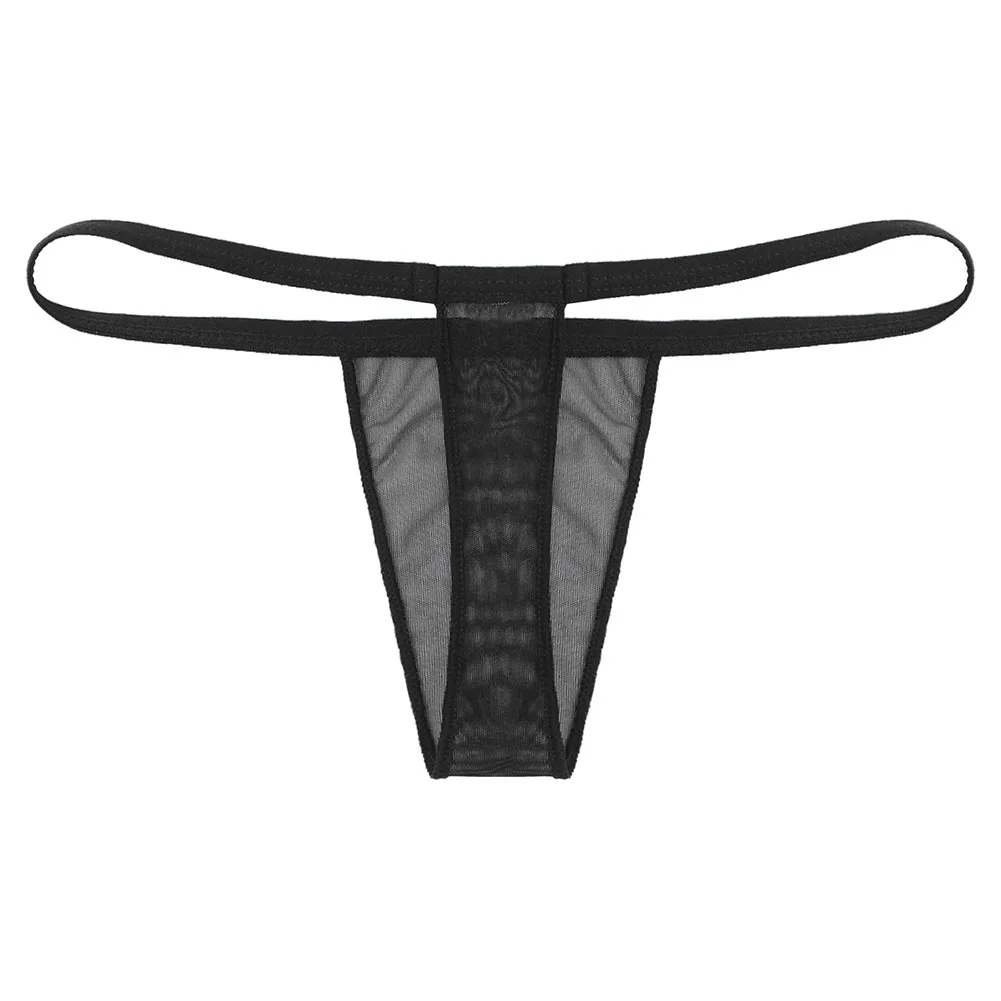 

Men Sexy Sheer Mesh Transparent Thong Briefs Thin Straps Low Waist T Back Underpants Breathable See Through Erotic Underwear