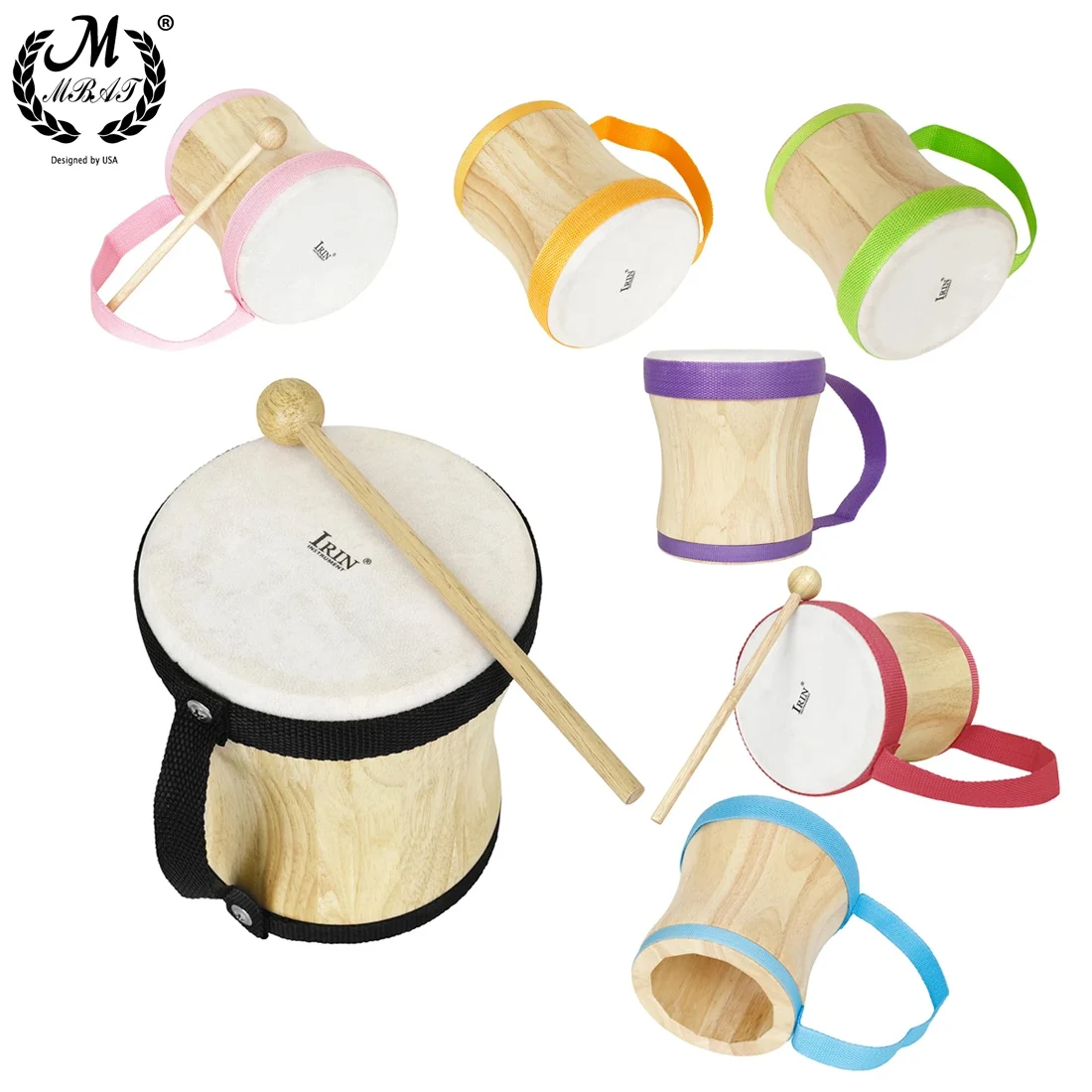 Indian Drum with Drumsticks Professional Wooden Sheepskin Drums Musical Instrument Gifts Hand Drums