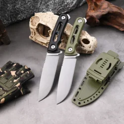 Outdoor jungle adventure knife, multi-function camping knife, with K sheath, high hardness self-defense knife, survival knife