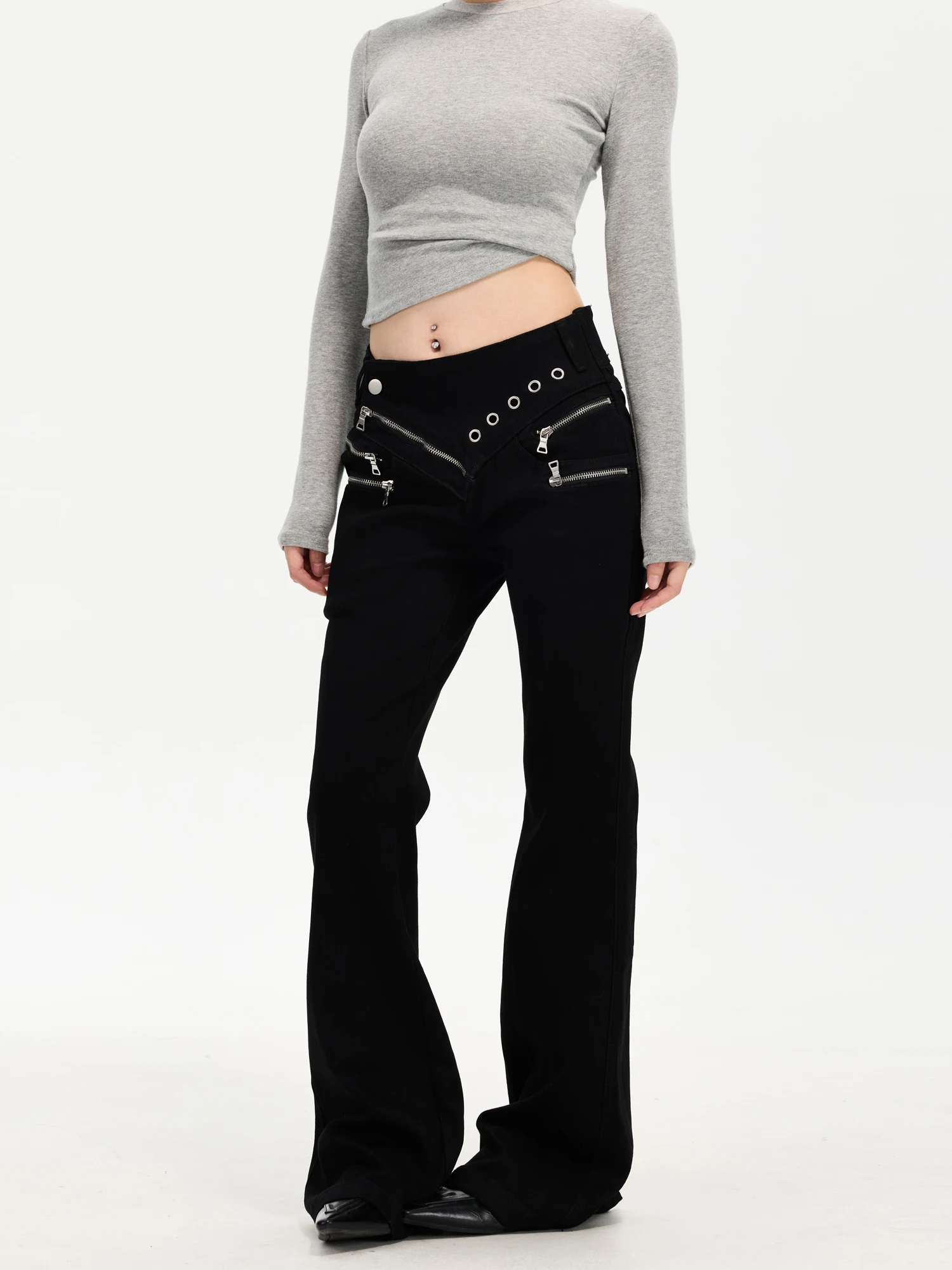 Slimming Effect American Light Design Women's Jeans Black Color Tight Fit Retro Style Cotton Fabric Ladies Fashion