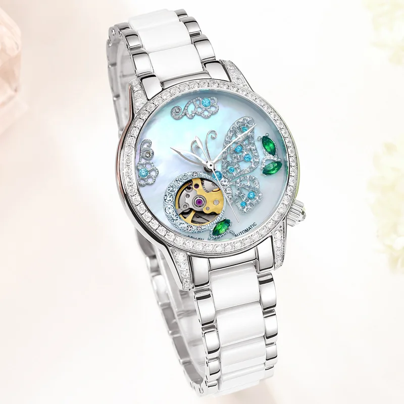 SOLLEN Luxury Sapphire Glass Mirror 2023 New Fashion Diamond Dial High Quality Women Watch Automatic Mechanical Watches Reloj