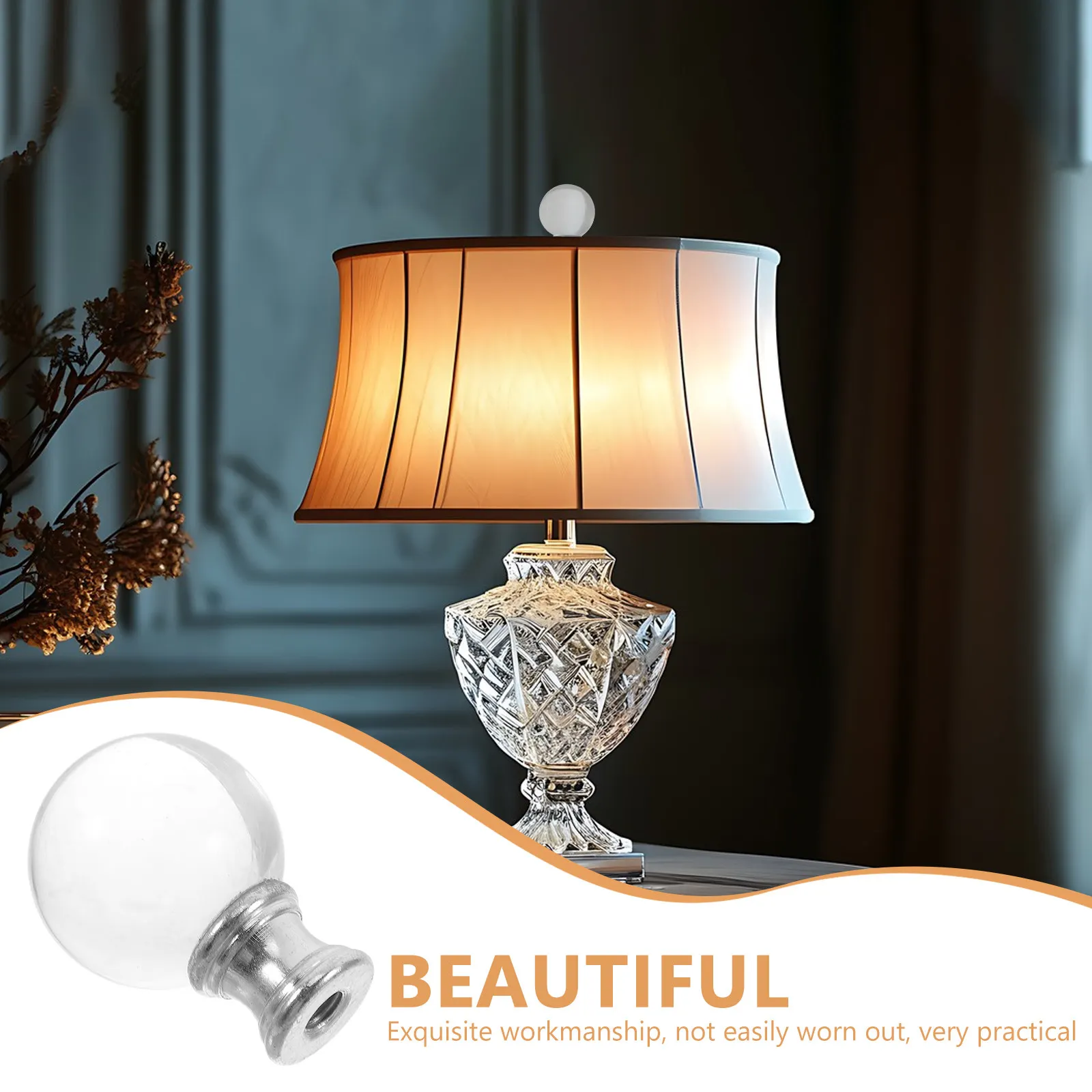 Glass Lamp Shade Finial Clear Decorative Head For Ceiling Table Lights Easy Screw-On Base Replacement Lamp Accessories